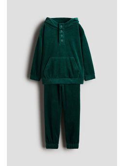 H&M - Boys Green 2-Piece Ribbed Velour Set