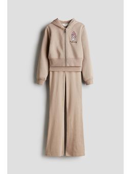 H&M - Girls Beige 2-Piece Embroidery-Detail Set