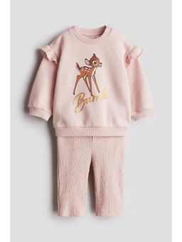 H&M - Girls Pink 2-Piece Print-Motif Set