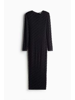 H&M - Women Black Bead-Embellished Mesh Dress