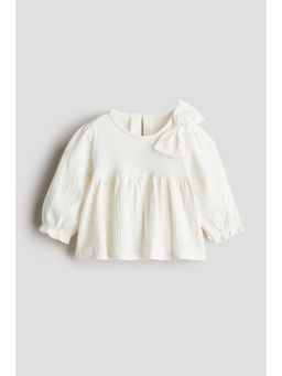 H&M - Girls White Bow-Detail Top