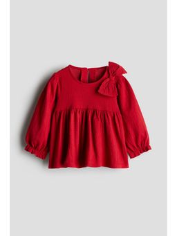 H&M - Girls Red Bow-Detail Top
