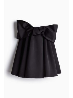 H&M - Women Black Bow-Front Satin Mini Dress