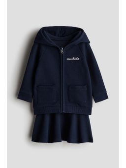 H&M - Girls Blue 2-Piece Textured-Jersey Set