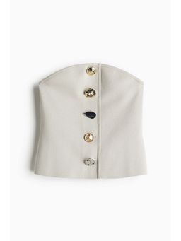 H&M - Women Beige Button-Detail Bandeau Top
