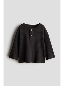 H&M - Boys Grey Ribbed Henley Top