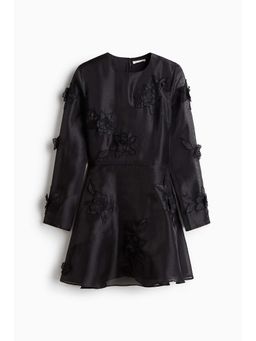 H&M - Women Black Appliqued Organza Dress
