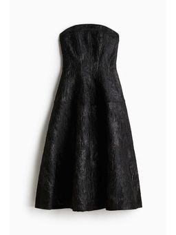 H&M - Women Black Jacquard-Weave Bandeau Dress