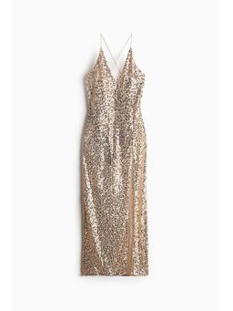 H&M - Women Gold Sequined Net Dress