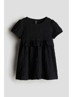 H&M - Girls Black Crinkled Jersey Dress