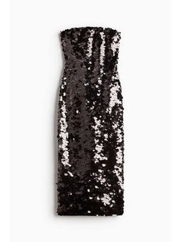 H&M - Women Black Sequined Bandeau Dress