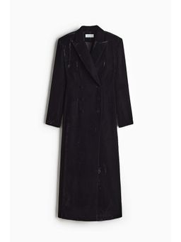 H&M - Women Black Velvet Tuxedo Blazer Dress
