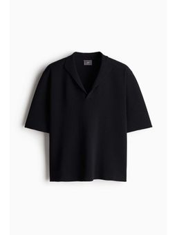 H&M - Men Black Regular Fit V-Neck Polo T-Shirt