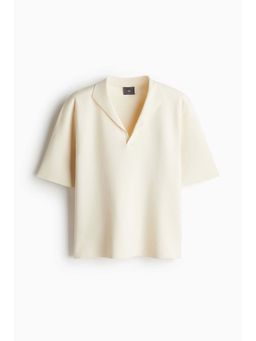 H&M - Men White Regular Fit V-Neck Polo T-Shirt