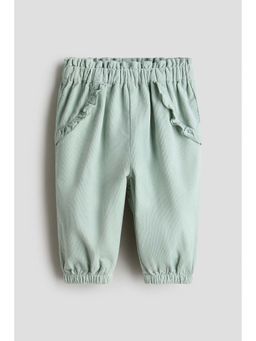 H&M - Girls Green Frill-Trimmed Corduroy Joggers