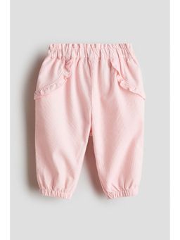 H&M - Girls Pink Frill-Trimmed Corduroy Joggers