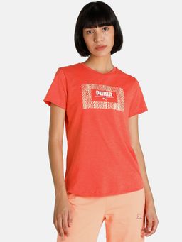 Puma - Patterned Graphic Logo Womens Orange T-Shirt