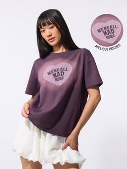 The Souled Store - All Mad Vintage Wash Women Purple Oversized T-Shirt