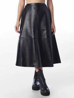 ONLY - Women Black Faux Leather Skirt