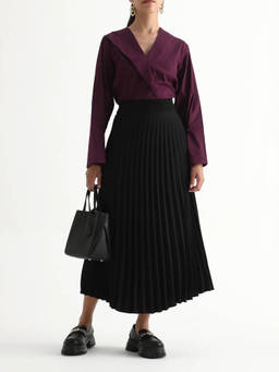 RAREISM - Women Avid Black Polyester Flared Skirt