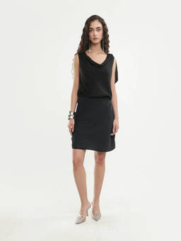 RAREISM - Petir Women Black Solid Bodycon Skirt