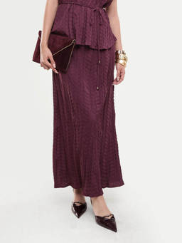 RAREISM - Women Saco-B Dusky Purple Self Design Polyester Straight Maxi Skirt