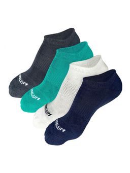 Heelium - Bamboo Zero Ankle Socks for Men - Odourfree - 4 Pairs - Teal - Grey - White - Navy Blue