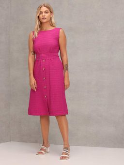 U.S. POLO ASSN. - Fuchsia Boat Neck Polyester A-Line Dress (Set of 2)