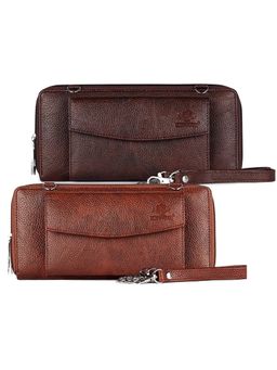 The Clownfish - Combo Of 2 Womens Wallets Ladies Purse Handbag Clutch Bag (Rust & Brown)