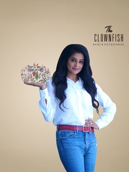 The Clownfish - Soniva Collection Tapestry Fabric Women Party Clutch (Multi-Colour)