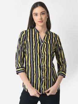CRIMSOUNE CLUB - Women Tri-Colour Striped Shirt