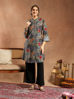 Nayam by lakshita - Grey Embroidered Zari Work Tunic