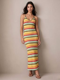 Outzidr - Multi Striped Bodycon Dress