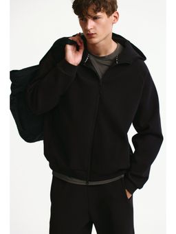 H&M - Men Black Sports Zip-Through Hooded Jacket With Drymove