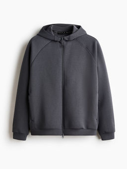 H&M - Men Grey Sports Zip-Through Hooded Jacket With Drymove