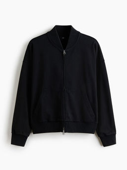 H&M - Men Black Cotton Bomber Jacket