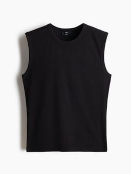 H&M - Men Black Regular Fit Cotton Vest Top