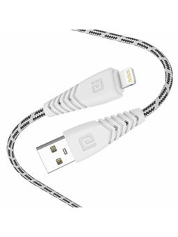 Portronics - Konnect Spydr 8 Pin Cable with 3.0A Output, Fast Data Sync, 2M Length,(White)