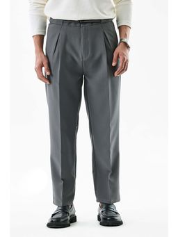 Snitch - Men Grey Solid Formal Trouser