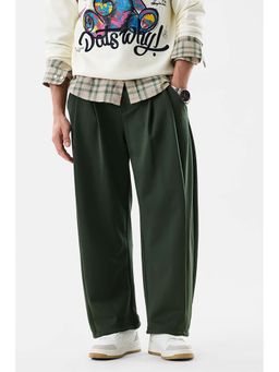 Snitch - Men Green Solid Casual Trouser
