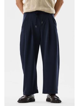 Snitch - Men Navy Blue Solid Casual Trouser