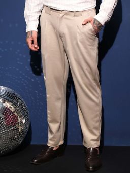 Campus Sutra - Men Beige Solid Casual Trouser