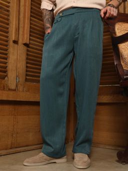Campus Sutra - Men Green Solid Casual Trouser