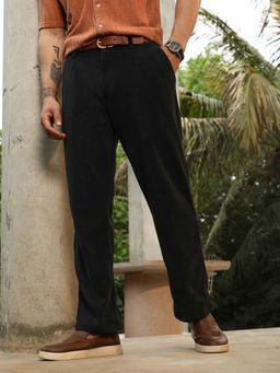 Campus Sutra - Men Black Solid Casual Trouser