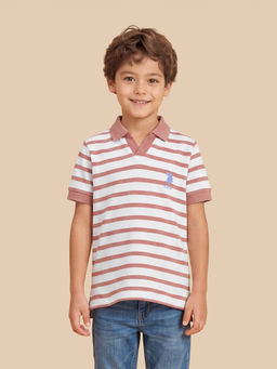 U.S. POLO ASSN. - Pink Stripes Cotton Regular Polo T-Shirt