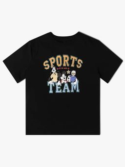 GAP - Black Printed Cotton Blend Oversized T-Shirt