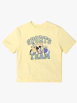GAP - Yellow Printed Cotton Blend Oversized T-Shirt