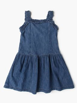 GAP - Blue Solid Cotton Regular Dress