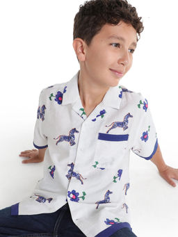 RARE ONES - White Printed Viscose Blend Regular Shirt