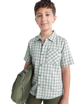 RARE ONES - Green Checks Cotton Regular Shirt